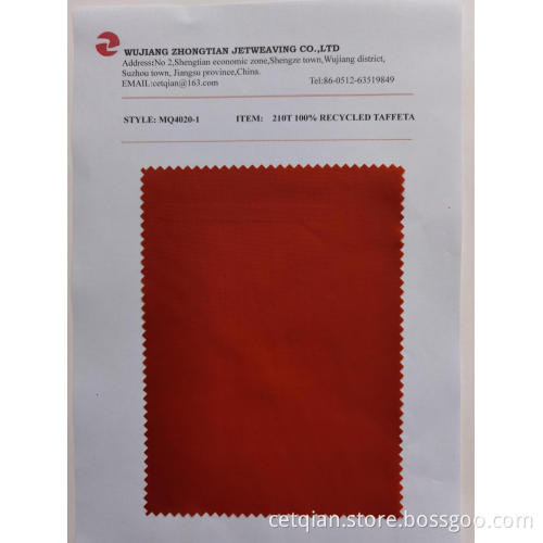 100% Recycled Polyester 210t 75D Taffeta